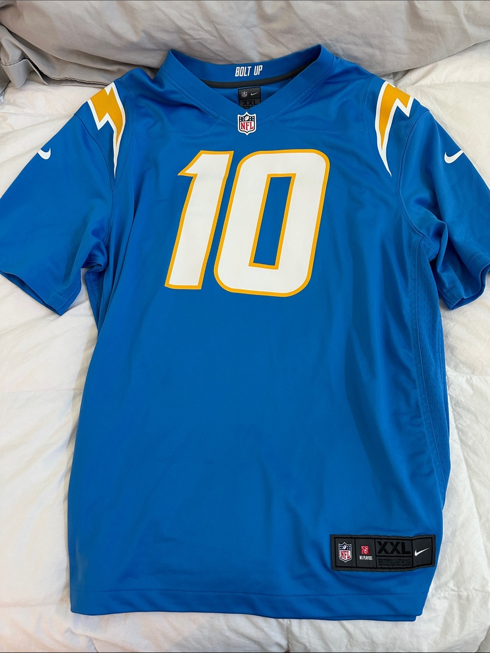 Nike Men's Blue #10 Justin Herbert Powder Blue Football Jersey. Is XXL